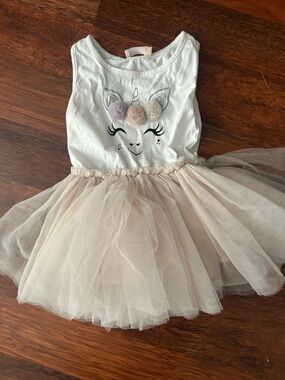 TUTU DU MONDE Unicorn Pom Tulle Tutu Dress - Cream & White 18-24 months